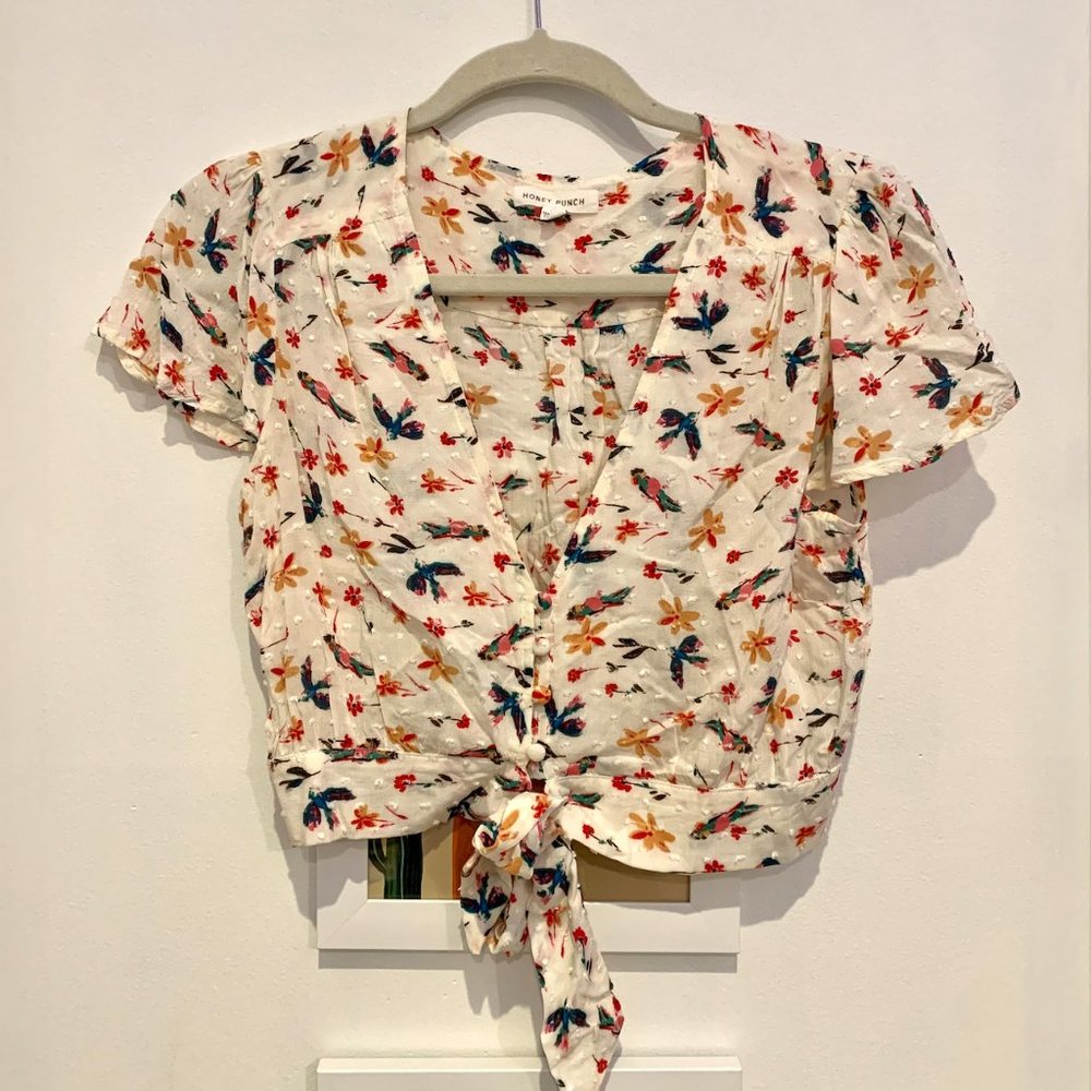 Honey Punch Bird Tie/Button Top
